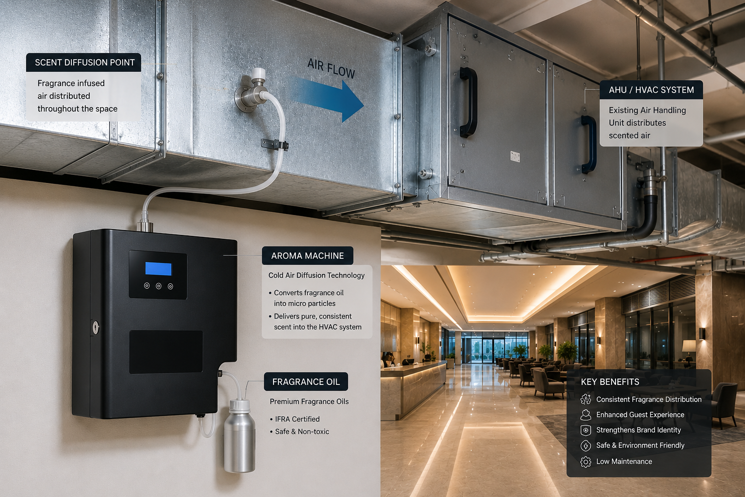 HVAC air conditioning system integrated in commercial building